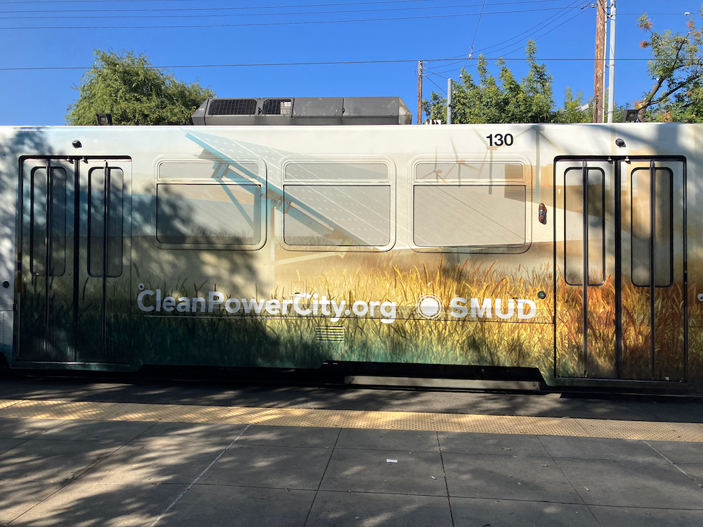 SacRT light rail vehicle wrap with 100% coverage and very high opacity