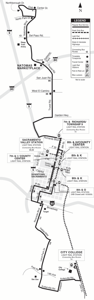 Route 11 Natomas/Land Park map