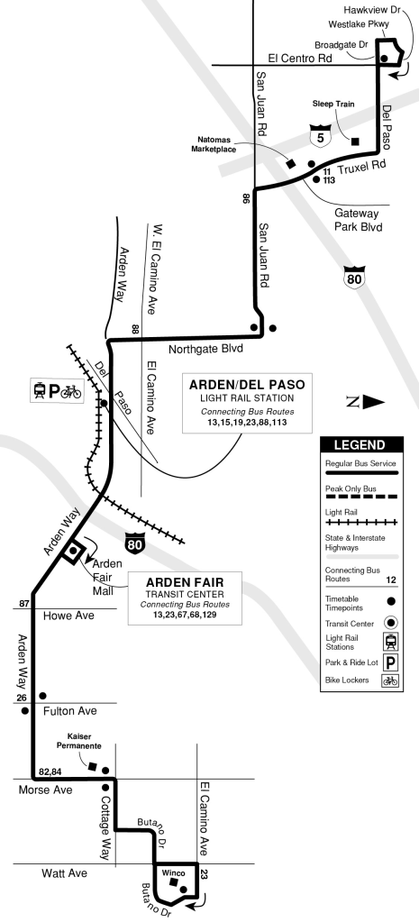 Route 13 Natomas/Arden map
