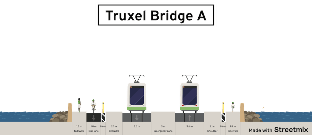 Truxell Bridge cross-section A, estimated 69 feet