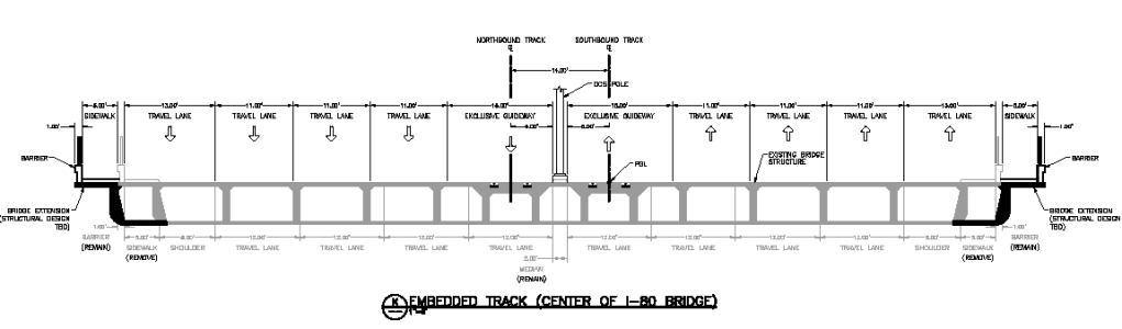 diagram of Truxel over-crossing of I-80, low resolution, from Transitional Analysis Report