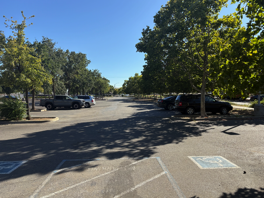 photo of almost empty parking lot at Meadowview Station